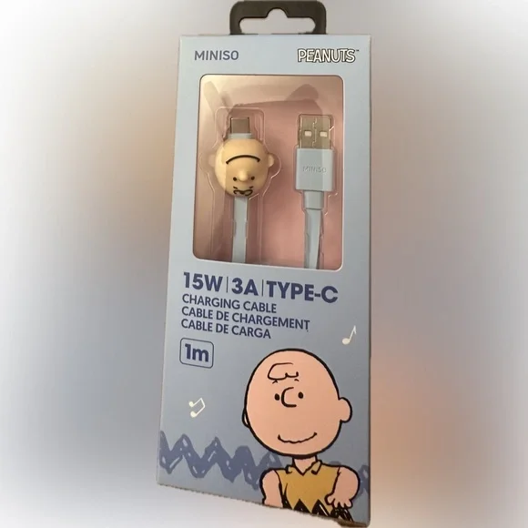 Peanuts Charlie Brown Type-C Charging Cable 15W, 3A, 1m 
Snoopy Collection NWT - Picture 2 of 3